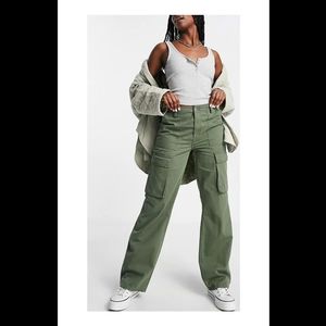NWOT Asos High Waisted Twill Cargo Pants